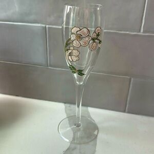 Vintage Perrier Jouet Pink Floral Crystal Champagne Flutes 4. 8”H and 2”Diameter